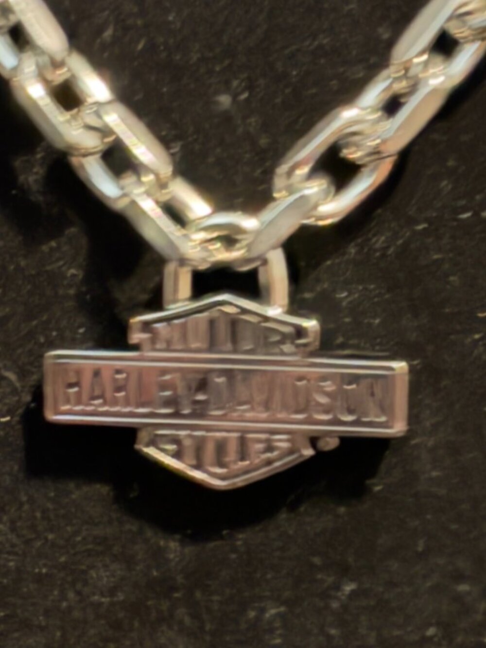 HARLEY DAVIDSON VINTAGE BAR & SHIELD CHAIN NECKLACE